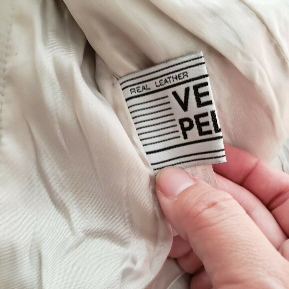 RARE Vera Pelle Lasercut Side Panel Real Soft Leather Collared Seafoam Jacket S* - Picture 7 of 10